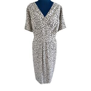 PURE Collection 100% Silk Polka Dot Sheath Dress Midi 18